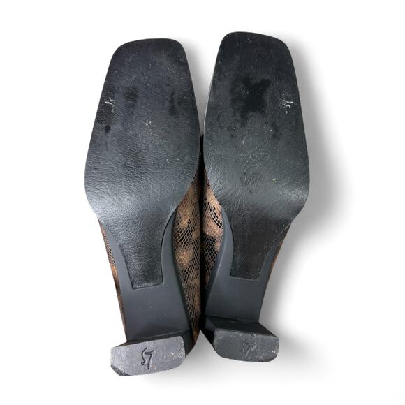 Vintage 90s‎ Snakeskin Block Heel Pumps 8.5 – Square Toe Office Siren Retro Y2K - Picture 7 of 7